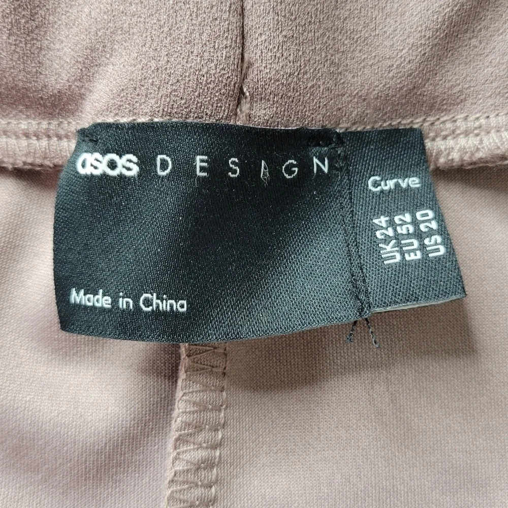 ASOS Curve Pants Size 20 44X31 Pleated Wide Leg Pull On Elastic Waist High Rise